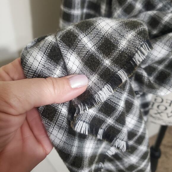 Knox Rose Dark Brown White Plaid Open Waterfall Shawl Cardigan Size Large - Picture 9 of 12